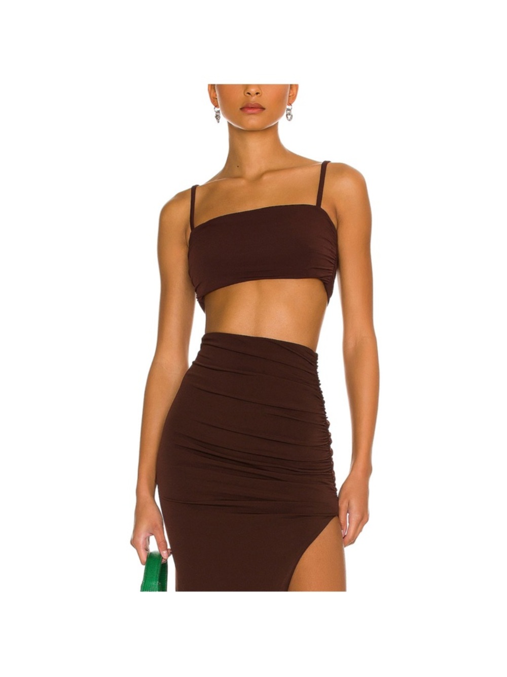 Nookie Brown Seam Label Detail Top